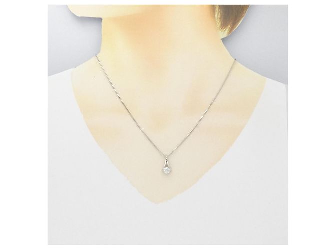 Autre Marque Platin-Diamant-Halskette Silber - Ansicht 6
