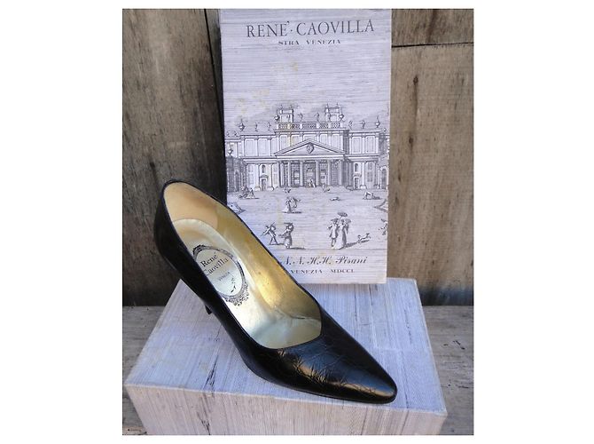 Décolleté Rene Caovilla in pelle nera stampata Nero - vista 2