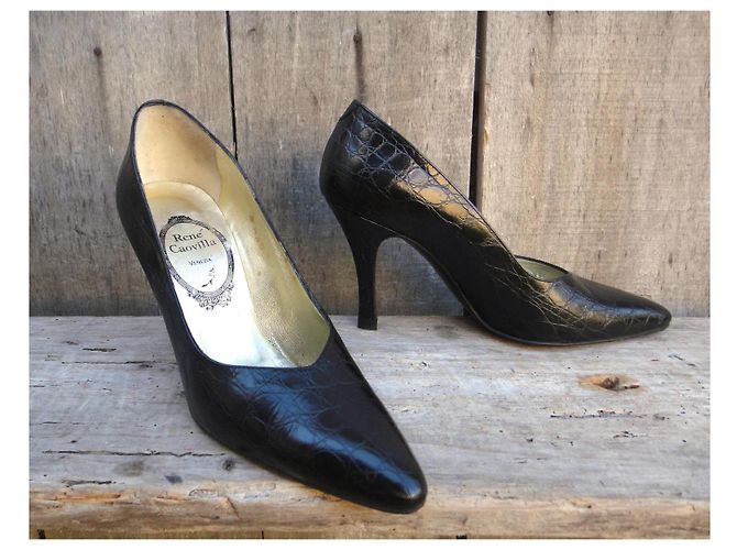 Décolleté Rene Caovilla in pelle nera stampata Nero - vista 3
