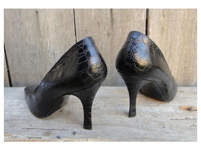 Décolleté Rene Caovilla in pelle nera stampata Nero - vista 5