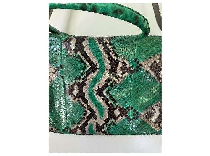 Claris Virot Lalya Schultertasche Grün Python Mehrfarben Python drucken - Ansicht 3