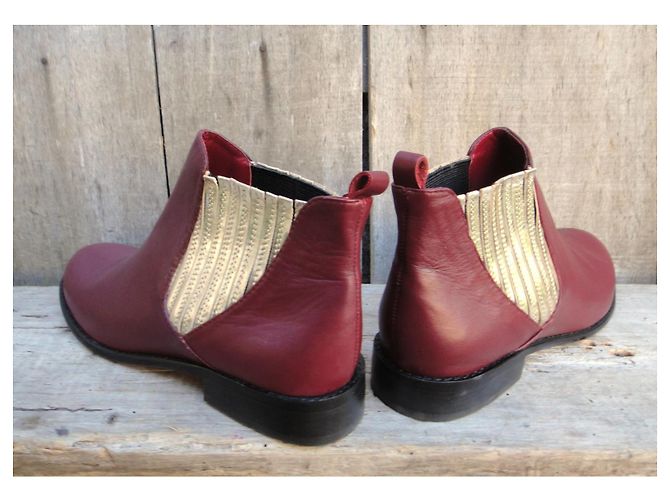 Botines My Suelly de cuero rojo oscuro Burdeos - vista 4