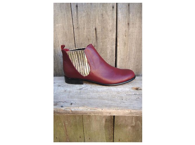 Botines My Suelly de cuero rojo oscuro Burdeos - vista 9