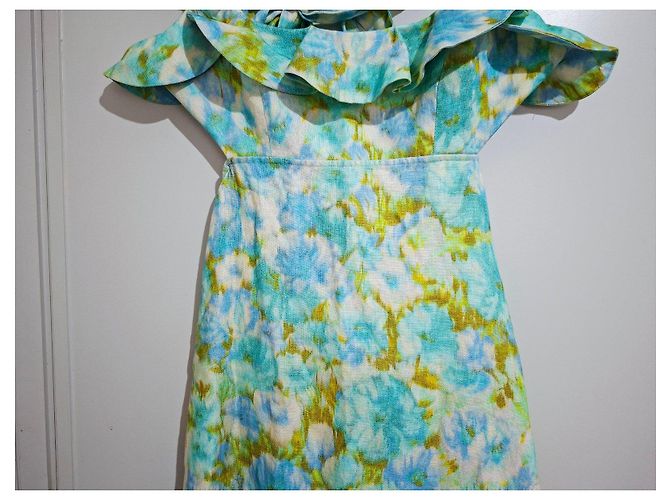 Zimmermann High Tide Midi-Kleid mit Rüschen Weiß Blau Grün - Ansicht 6