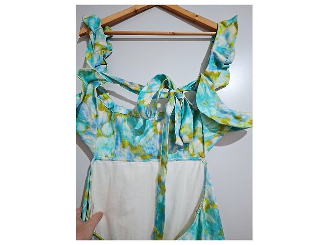 Zimmermann High Tide Midi-Kleid mit Rüschen Weiß Blau Grün - Ansicht 8