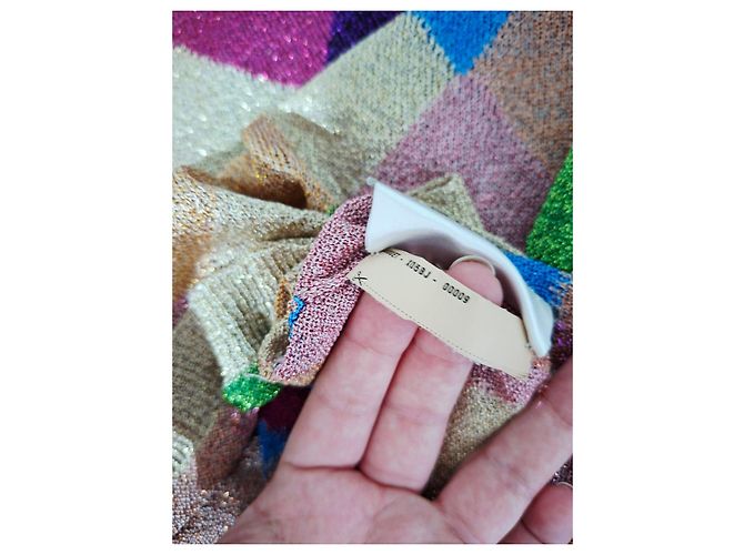 Miu Miu Bunt gemusterter Rautenmuster-Pullover mit hohem Kragen Mehrfarben Golden - Ansicht 9
