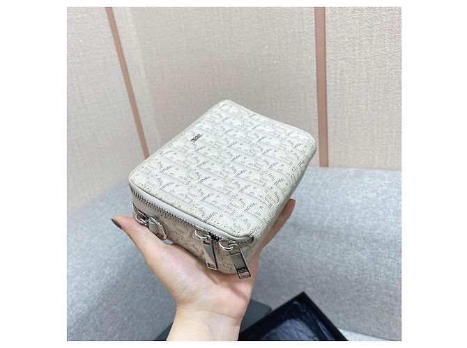 Borsa a tracolla Dior in tela bianca con stampa di lettere Bianco - vista 5