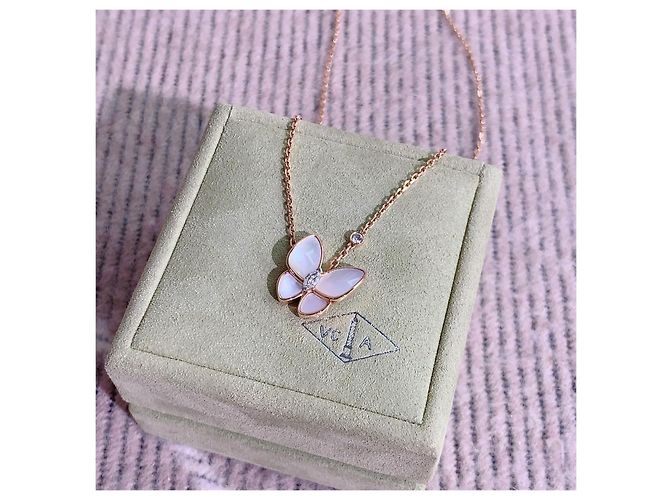 Van Cleef & Arpels Schmetterling Halskette Roségold Perlmutt und Diamant Golden - Ansicht 3