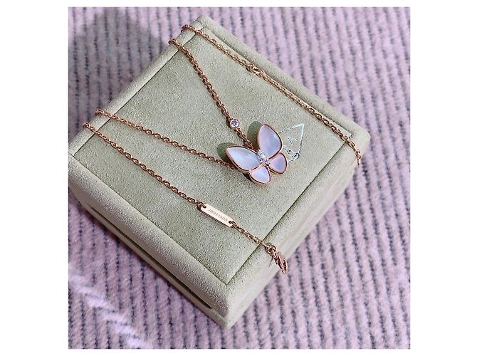 Van Cleef & Arpels Schmetterling Halskette Roségold Perlmutt und Diamant Golden - Ansicht 4