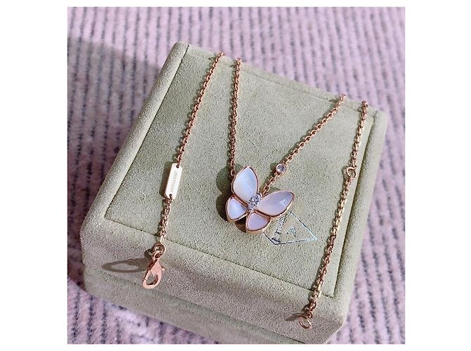 Van Cleef & Arpels Schmetterling Halskette Roségold Perlmutt und Diamant Golden - Ansicht 5