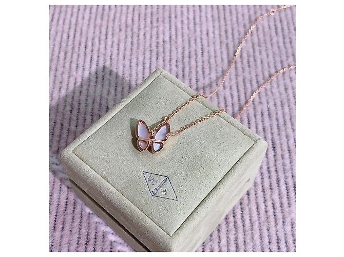 Van Cleef & Arpels Schmetterling Halskette Roségold Perlmutt und Diamant Golden - Ansicht 6