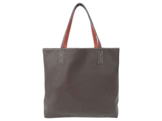 Sac à main Hermès Double Sens Quadri 45 cm Marron Rouge Prune Damier ebène - vue 2