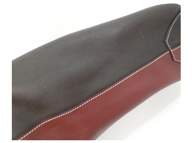 Sac à main Hermès Double Sens Quadri 45 cm Marron Rouge Prune Damier ebène - vue 3