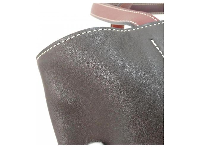 Sac à main Hermès Double Sens Quadri 45 cm Marron Rouge Prune Damier ebène - vue 4