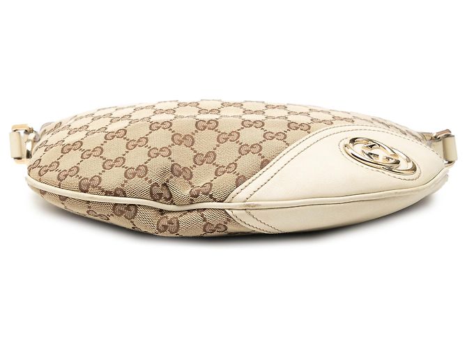 Gucci Beige Medio GG Canvas Nuovo Britt Borsa A Tracolla Mezza Luna - vista 3