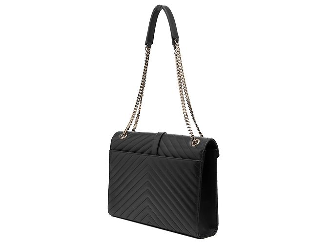 Borsa a busta grande in pelle di vitello nera con motivo a zigzag monogramma Saint Laurent Nero - vista 2