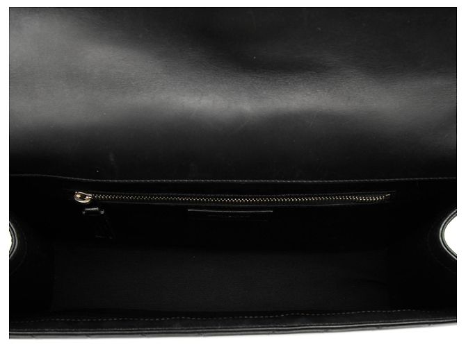 Borsa a busta grande in pelle di vitello nera con motivo a zigzag monogramma Saint Laurent Nero - vista 4