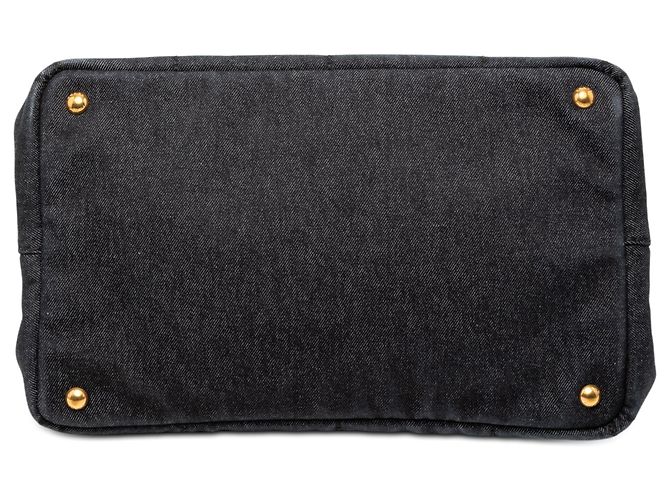 Borsa in denim nero Canapa con logo Prada - vista 3