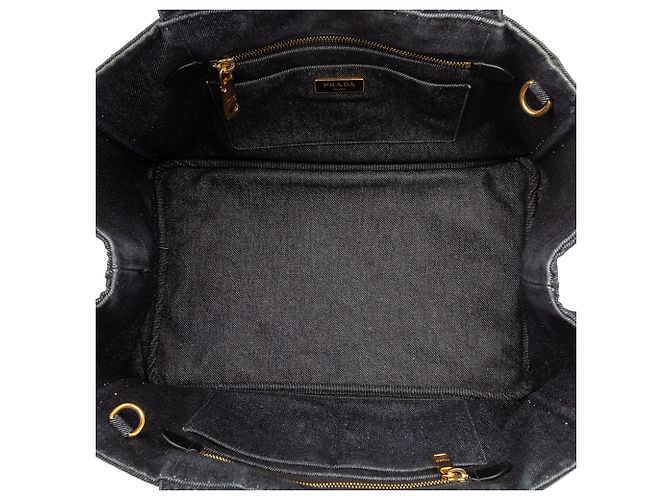 Borsa in denim nero Canapa con logo Prada - vista 4
