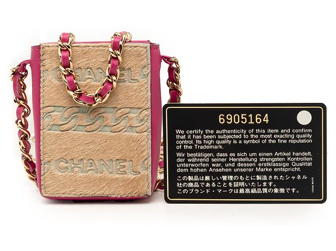 Portacipria in pelle di agnello beige e pelo di pony Chanel - vista 8