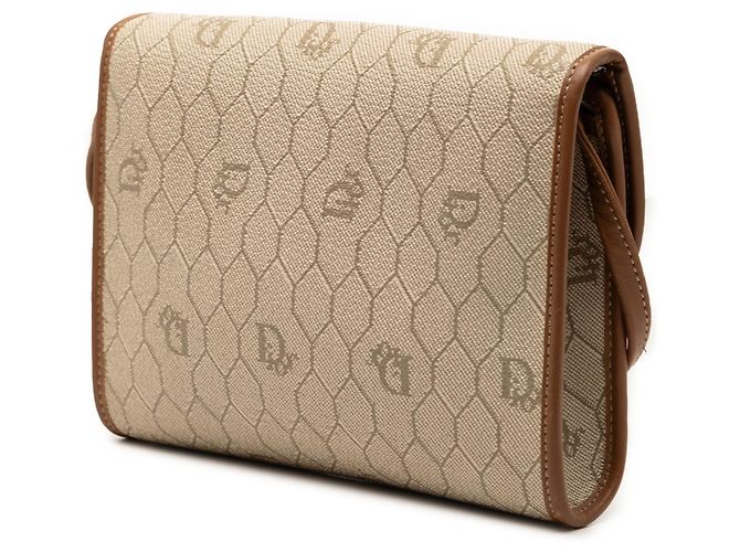 Borsa a tracolla in tela rivestita beige a motivo a nido d'ape Dior - vista 2