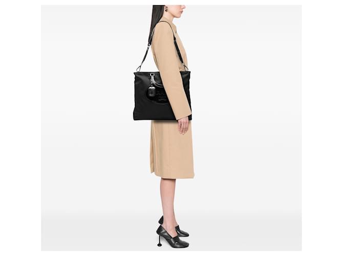 Borsa Prada in tessuto canapa nera con logo Nero - vista 6