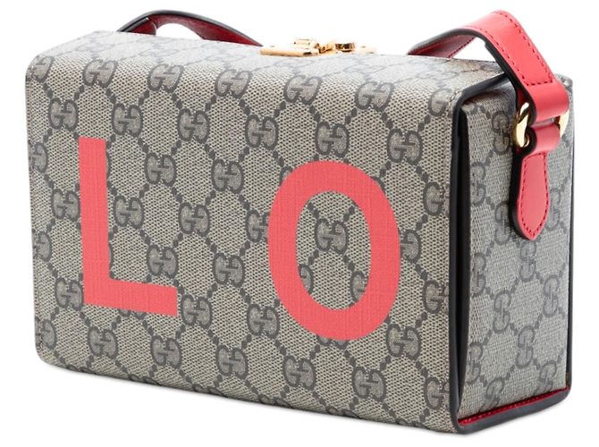 Gucci Mini GG Supreme Love Trunk Bege Crossbody - vista 2