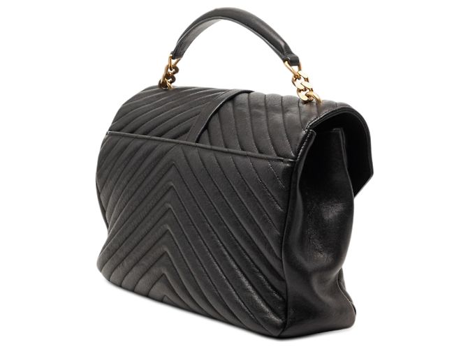 Borsa universitaria Monogram in pelle di pecora nera a chevron grande Saint Laurent Nero - vista 2