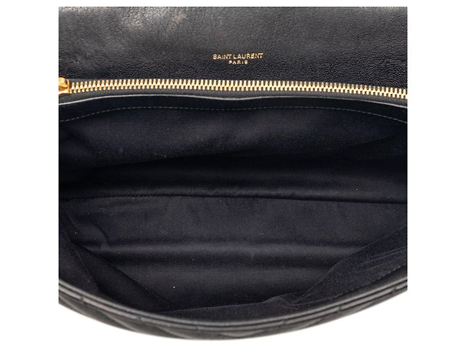 Borsa universitaria Monogram in pelle di pecora nera a chevron grande Saint Laurent Nero - vista 4