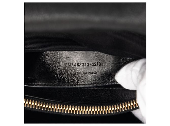Borsa universitaria Monogram in pelle di pecora nera a chevron grande Saint Laurent Nero - vista 6
