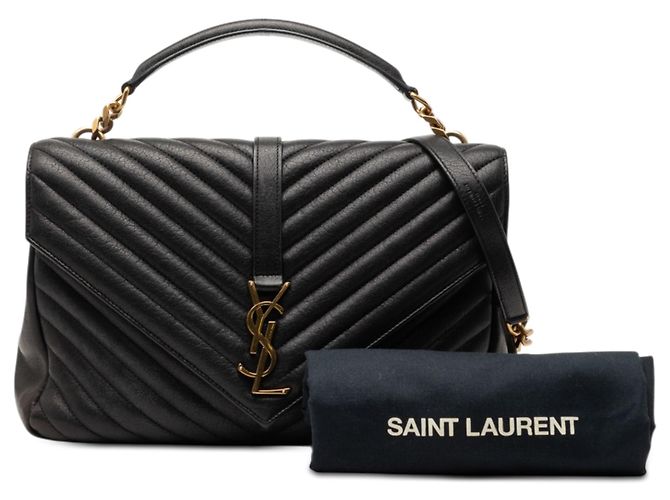 Borsa universitaria Monogram in pelle di pecora nera a chevron grande Saint Laurent Nero - vista 8