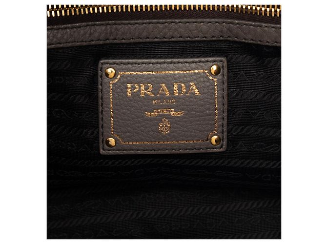 Prada Offene umwandelbare Tote aus braunem Bicolor-Vitello Daino Taupe - Ansicht 5