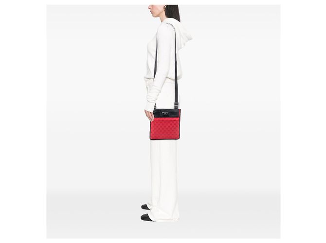 Borsa a tracolla in tela GG rossa Gucci Rosso - vista 7