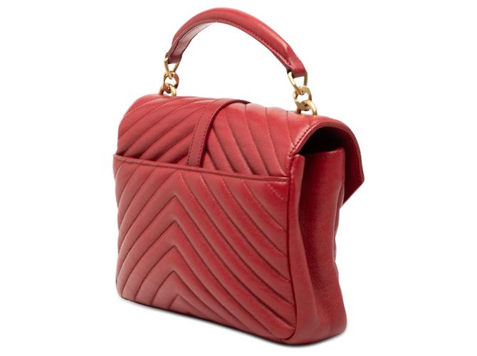 Borsa College Monogram in Pelle di Pecora Chevron Rossa Media Saint Laurent Rosso - vista 2