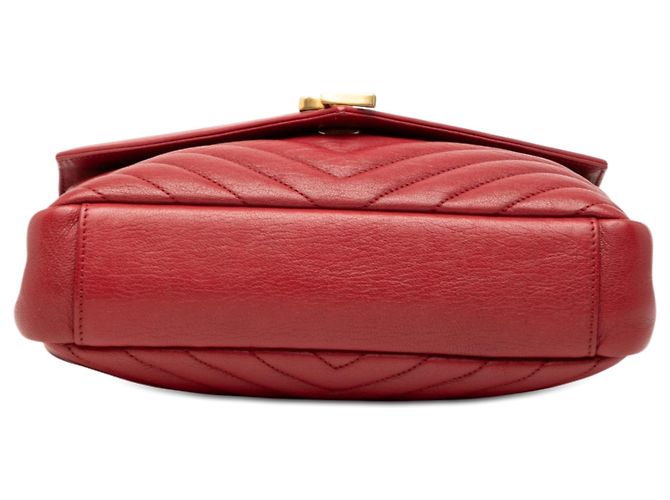 Borsa College Monogram in Pelle di Pecora Chevron Rossa Media Saint Laurent Rosso - vista 3