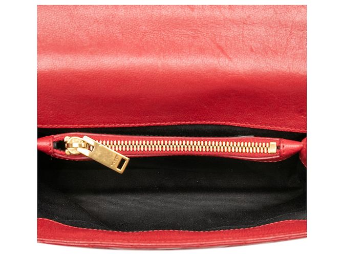 Borsa College Monogram in Pelle di Pecora Chevron Rossa Media Saint Laurent Rosso - vista 4