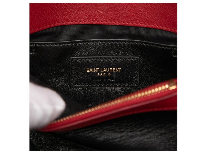 Borsa College Monogram in Pelle di Pecora Chevron Rossa Media Saint Laurent Rosso - vista 5