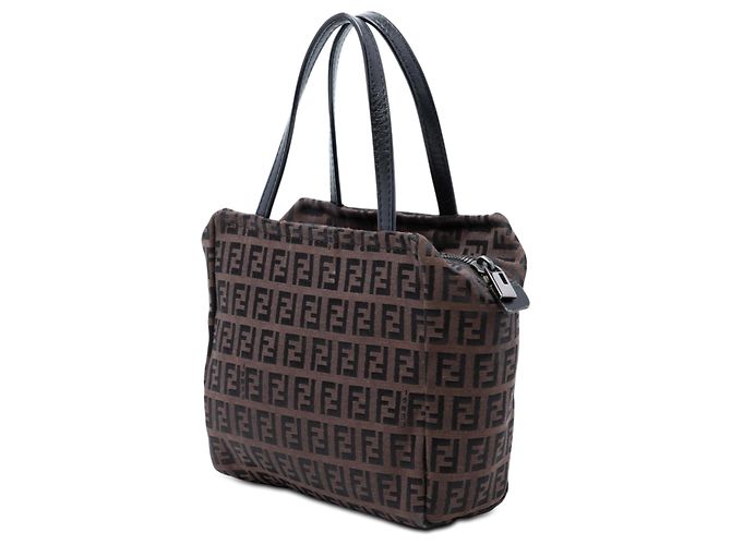 Fendi Braune Mini Zucchino Canvas Handtasche Dunkelbraun - Ansicht 2