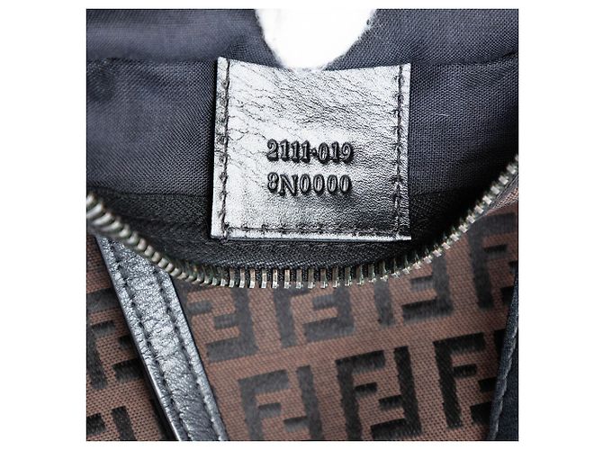 Fendi Braune Mini Zucchino Canvas Handtasche Dunkelbraun - Ansicht 5