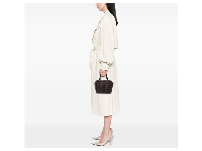 Fendi Braune Mini Zucchino Canvas Handtasche Dunkelbraun - Ansicht 7