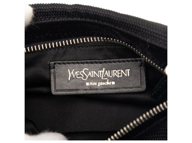 Borsa a spalla in nylon nero con logo Saint Laurent - vista 5