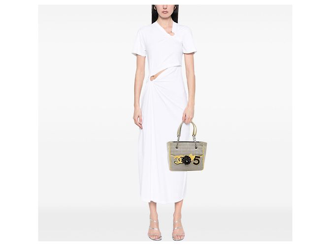 Chanel Graue CC Camellia No. 5 Choco Bar Canvas Tote - Ansicht 7