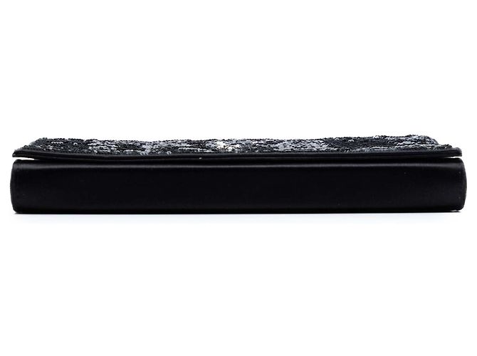 Portafoglio Kate Monogram in paillettes nere Saint Laurent con catena Nero - vista 3