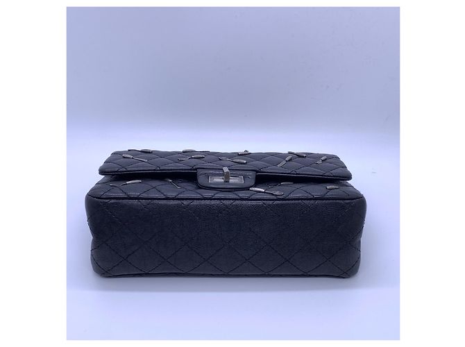 Chanel 2.55 Borsa a Catena Nera in Pelle Nero - vista 6