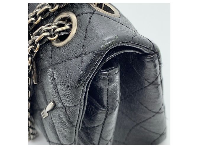 Chanel 2.55 Borsa a Catena Nera in Pelle Nero - vista 8