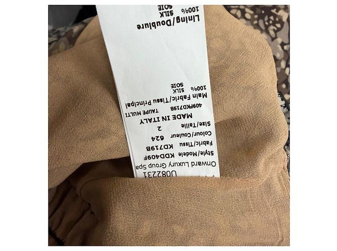 Vestido Mini de Cuello Alto Impreso en Seda Marrón de Michael Kors Castaño - vista 5