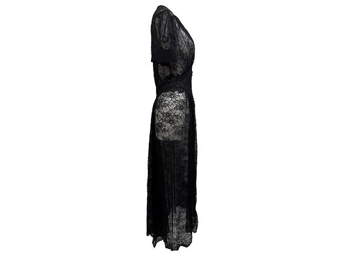 Vestido midi de nylon negro con botones de encaje Paco Rabanne - vista 2