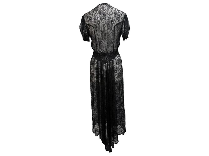 Vestido midi de nylon negro con botones de encaje Paco Rabanne - vista 3