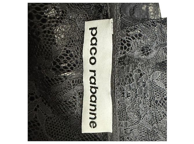 Vestido midi de nylon negro con botones de encaje Paco Rabanne - vista 4