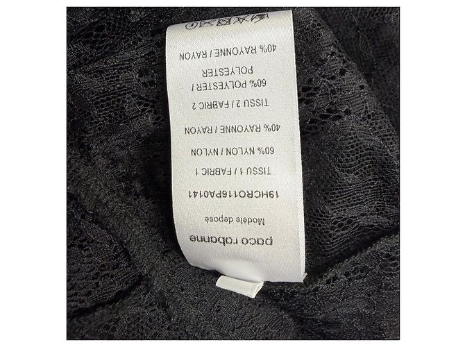 Vestido midi de nylon negro con botones de encaje Paco Rabanne - vista 5